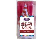 NOSTALGIA ELECTRICS SCSTRAWCUP40 Snow Cone Straws and Cups