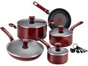 T fal C514SE64 Excite Nonstick Thermo Spot Dishwasher Safe Oven Safe PFOA Free Cookware Set 14 Piece Red