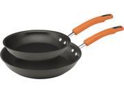 Rachael Ray Hard Anodized Open Skillet with Orange Handle Set of 2