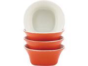 Rachael Ray 58775 Dinnerware Round Square 4 Piece Stoneware Fruit Bowl Set Orange