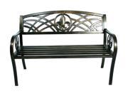 United General NE TX94103 Metal Fleur De Lis Bench