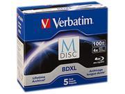 Verbatim Blu ray Recordable Media BD R XL 4x 100 GB 5 Pack Jewel Case
