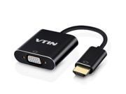 Vtin Gold Plated HDMI to VGA Adapter with Audio Support Micro USB Power Aluminum Shell Black 1920 x 1080 Resolution Supported