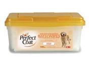 Perfect Coat Bath Wipes are the easiest and quickest way to keep your pet clean and smelling fresh.Specially formulated to leave skin & coat cleany & shiny. Safely eliminates tough pet odors. Enriched with moisturizing lanolin conditioners to leave skin and coat healthy. Fresh scented Alcohol free formula is mild enough for everyday use. Super premium cloth material is durable yet gentle on skin. Reduces static buildup froms pet's coat. Wipe size 7in.x 8'