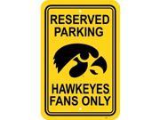 Fremont Die 50227 Iowa Hawkeyes 12 in. X 18 in. Plastic Parking Sign
