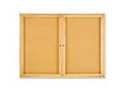 Enclosed Bulletin Board Natural Cork Fiberboard 48 x 36 Oak Frame