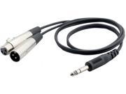 Pyle PCBL3F3 3 Ft 1 4 Stereo Male To 1 XLR Male And XLR Female Y Cable