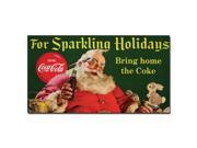 Coke Santa with Rabbit For Sparkeling Holidays 13 X 24 Inches