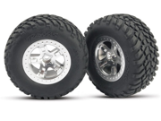 Traxxas TRA5873 Sct Tires and 2.2 in. Satin Chrome Wheels Rear