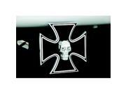 DefenderWorx 61561 Iron Cross Black w Chromed Skull LED Lights 2 Inch Billet Hitch Cover