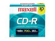 Maxell Corp. Of America MAX648210 Recordable Compact Disc 80Min 700MB 48X 10 PK