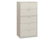 HON Company HON585LQ Lateral File 5 Drawer w Lock 36in.x19 .25in.x67in. Light Gray