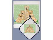 Pipsqueak Productions DP551 Dish Towel and Pot Holder Set Labrador Yellow Family