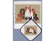 Pipsqueak Productions DP553 Dish Towel and Pot Holder Set Cavalier King Charles Family