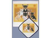Pipsqueak Productions DP561 Dish Towel and Pot Holder Set Chihuahua Family