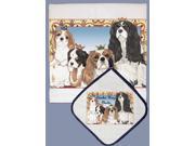 Pipsqueak Productions DP820 Dish Towel and Pot Holder Set Cavalier King Charles