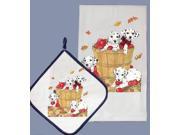 Pipsqueak Productions DP864 Dish Towel and Pot Holder Set Dalmatian Apples
