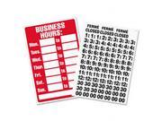 Business Hours Sign w Vinyl Characters Poly Resin 8 x 12 Red White