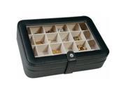 Renee Mele Co 0055062M Faux Leather Crystal Jewelry Box with 24 Sections in Black
