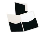 Oxford 54406 Double Stuff Gusseted 2 Pocket Laminated Paper Folder 200 Sheet Capacity Black 20 Box