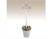 Patio Living 00431Cambridge Park Style Four Light Plug In Outdoor Post Lantern With Planter White