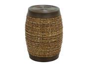Benzara 56084 Bamboo Weave Stool In Unique Barrel Shape