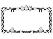 Cruiser Accessories 25135 Skull Chain License Plate Frame Chrome With Black