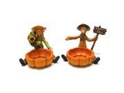Scarecrow Harvest Candleholders Set of 2