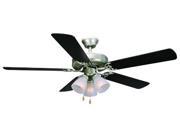 Design House 153957 Millbridge 52 in. 3 Light 5 Blade Ceiling Fan Black or Light Maple Blades Satin Nickel Finish