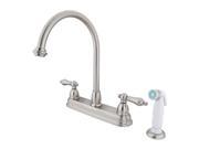 Kingston Brass KB3758AL Two Handle 8 in. Kitchen Faucet with Non Metallic Sprayer