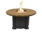 Outdoor Greatroom Company COLONIAL 48 M K Colonial Fiberglass Coffee Table with 48 inch Round Supercast Top in MOCHA Finish AND Crystal Fire Burner