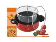 American Trading House Jl 5303R Gourmet Chef 4.5 Qt. Non Stick Deep Fryer With Frying Basket Glass Cover. Red