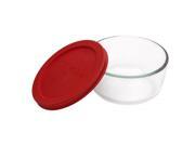 Pyrex 1069619 2 Cup Round Bowl with Red Cover