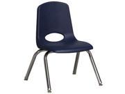 Early Childhood Resource ELR 0193 NVG 12 in. School Stack Chair with Chrome Swivell Glide Legs Navy