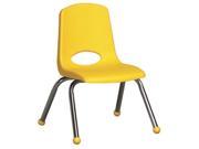 Early Childhood Resource ELR 0193 YE 12 in. School Stack Chair with Chrome Ball Glide Legs Yellow