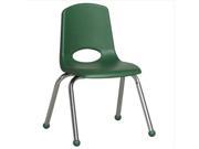 Early Childhood Resource ELR 0194 GN 14 in. School Stack Chair with Chrome Ball Glide Legs Green