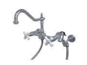 Kingston Brass KS1241PXBS 8 in. Center Wall Mount Kitchen Faucet With Wall Mounted Side Sprayer
