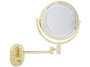 Jerdon HL65G 2 Sided Wall Mounted Lighted Mirror in Brass