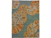 Home Fires PP CY001E 5 ft. x 7 ft. Sanddollars By The Sea Indoor Outdoor Hand Hooked Area Rug Blue