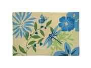 Home Fires PY BT003 22 in. x 34 in. Blue Butterfly and Dragonfly Indoor Rug Green