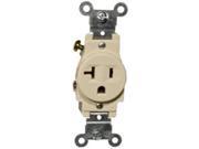 Morris Products 82155 Industrial Grade Single Receptacle Ivory 20A 125V