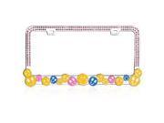 Valor LPF2MC015PNK Charming Multi Colored Happy Face With Dazzling Pink Crystals Metal Frame