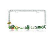 Valor LPF2MC023BLU Joyful Frogs On A Pond With Dazzling Blue Water Crystals Metal Frame