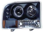 IPCW CWS 500B2 Ford Excursion 2000 2004 Head Lamps Projector With Rings Corners Black