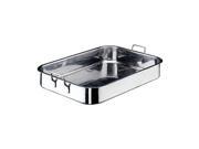 World Cuisine 11943-45 Stainless Steel Roasting Pan - L 17.75 x W 11.875 x H 3.5 Inches