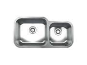 Whitehaus Collection WHNDBU3318 33.50 in. Noahs Collection double bowl undermount sink Brushed Stainless Steel