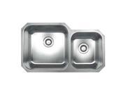 Whitehaus Collection WHNDBU3320 33.62 in. Noahs Collection double bowl undermount sink Brushed Stainless Steel