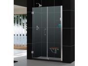 DreamLine SHDR 20537210CS 01 Unidoor Frameless Hinged Shower Door 53 to 54 in. by 72 in. Clear .37 in. Glass Door Chrome Finish