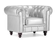Zuo 900102 Aristocrat Armchair in Silver Leatherette