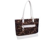 Parinda 11162 ALLIE Quilted Fabric with Croco Faux Leather Tote Bronze